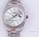 Diamond Rolex Datejust 41 Silver Dial For Mens Watch Best Replica